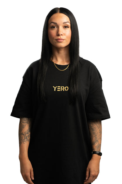 YERO Basic Shirt Oversize UNISEX ohne Backprint gold/schwarz