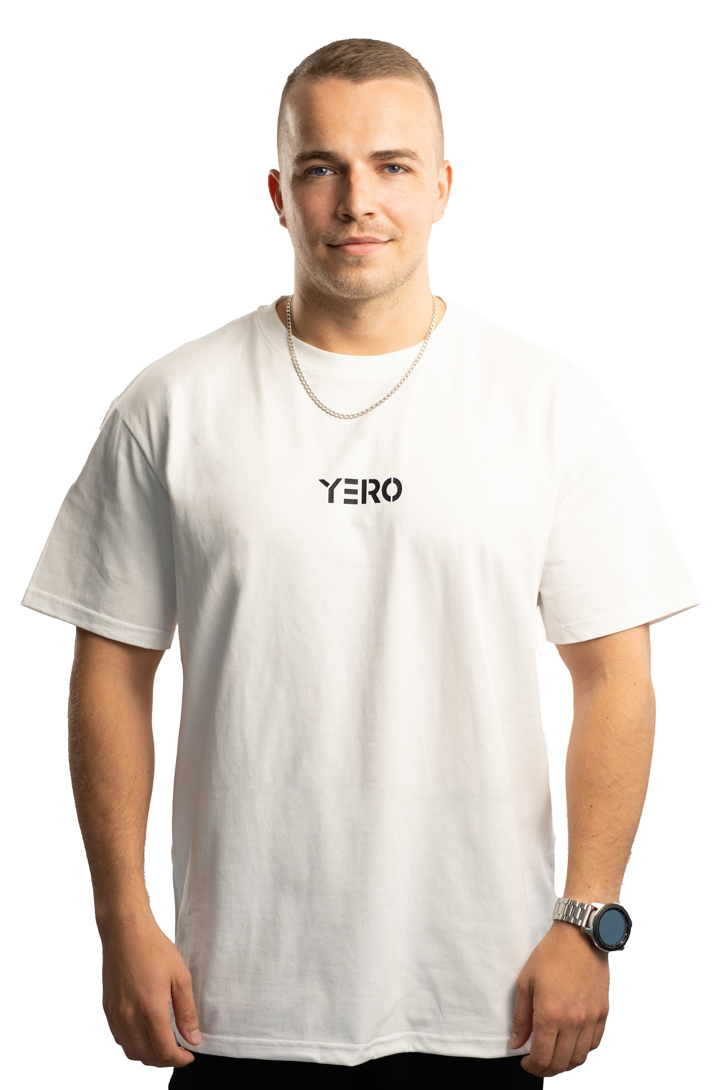 YERO Basic Shirt Oversize UNISEX mit Backprint weiß