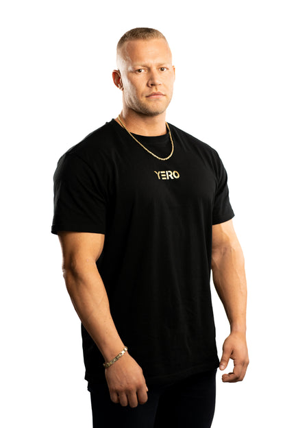 YERO Basic Shirt Oversize UNISEX ohne Backprint gold/schwarz