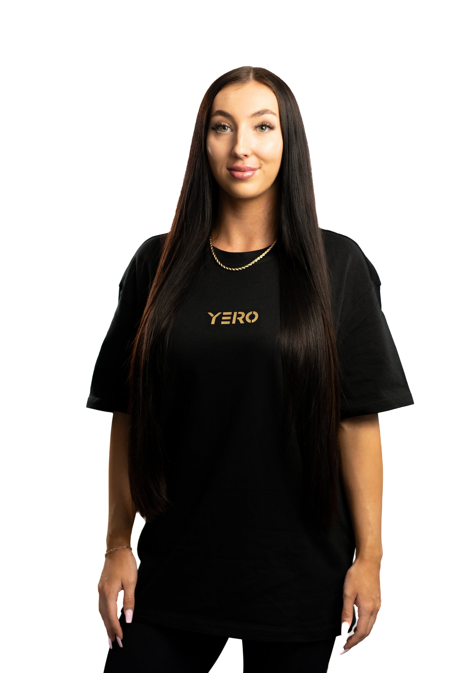 YERO Basic Shirt Oversize UNISEX ohne Backprint gold/schwarz