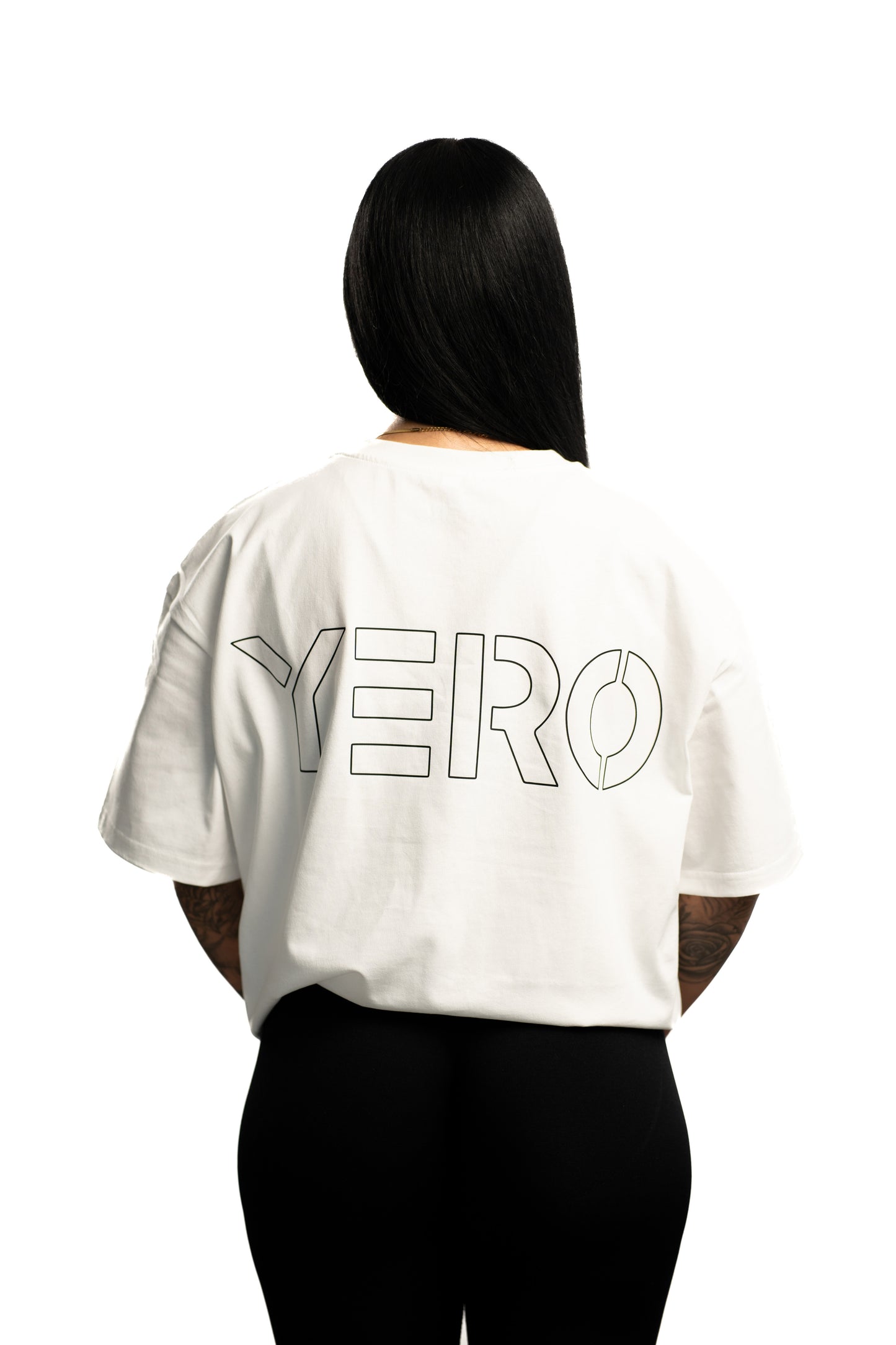 YERO Basic Shirt Oversize UNISEX mit Backprint weiß