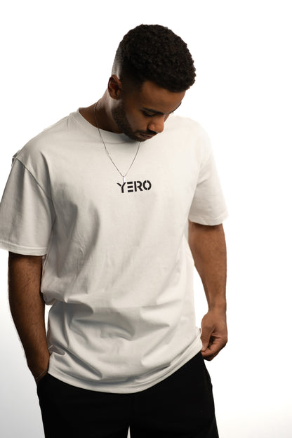 YERO Basic Shirt Oversize UNISEX mit Backprint weiß